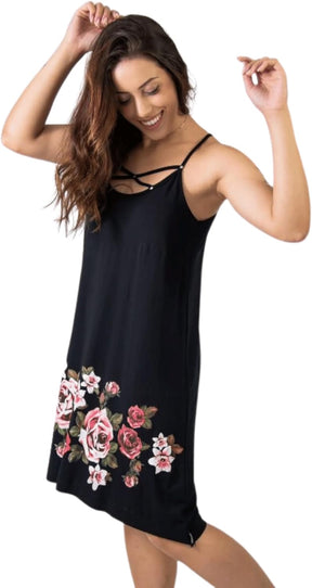 Vestido Feminino Floral Casual Alça Fina Decote